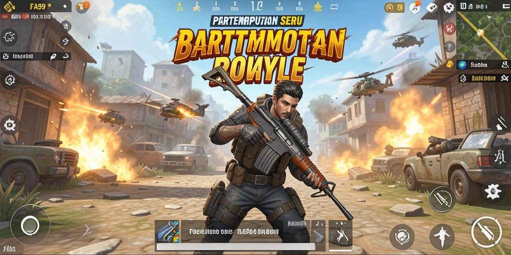 Tampilan aksi seru dalam gameplay FA99 Battle Royale.