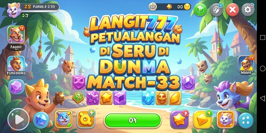 Screenshot menunjukkan gameplay Match-3 yang menantang dan menarik.