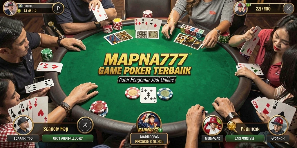 Screenshot gameplay MAPNA777 menampilkan aksi Poker yang mendebarkan.