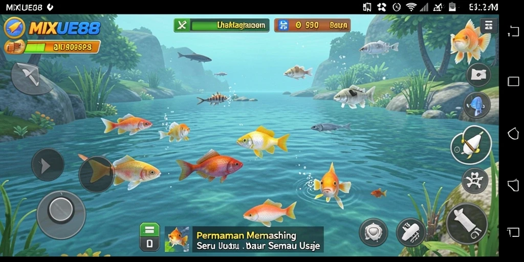 Screenshot menunjukkan aksi memancing yang menarik di lautan.