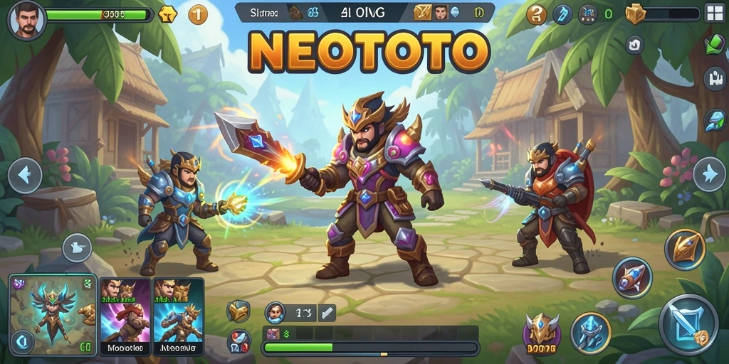 Tampilan gameplay NEOTOTO saat membangun strategis di battlefield.
