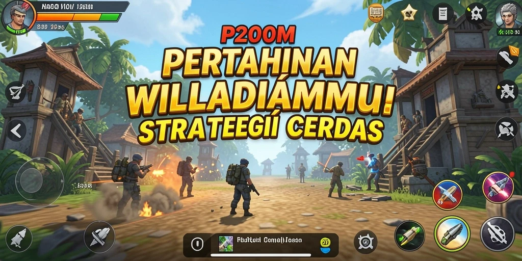 Tampilan gameplay P200M dengan strategi menara yang menarik.