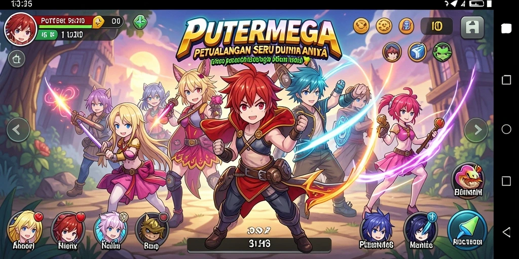 Tangkapan layar PUTERMEGA yang menunjukkan aksi pertarungan dalam game Anime.