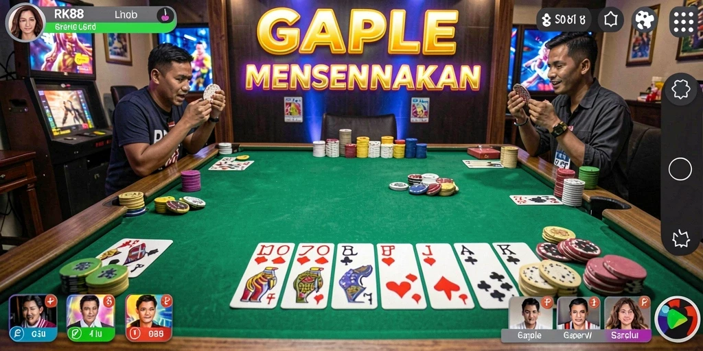 Screenshot RK88 menampilkan momen seru di permainan Gaple.