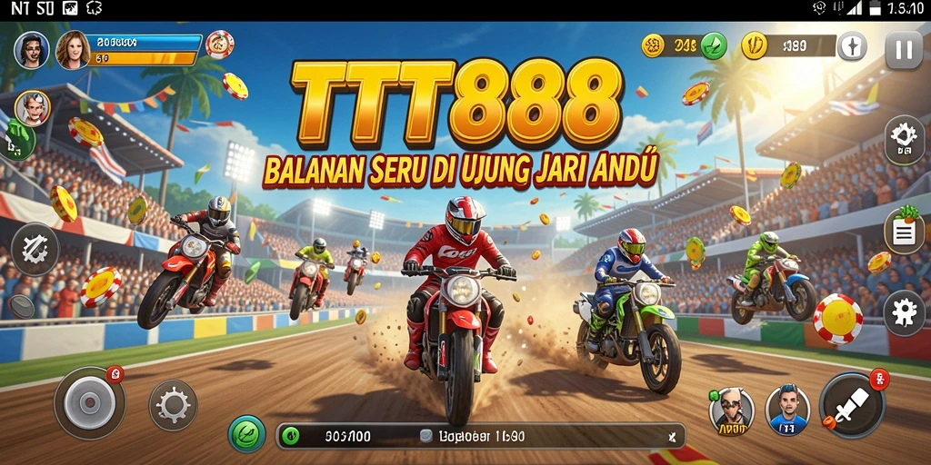 Gameplay seru TTT888 dengan balapan menegangkan di trek.