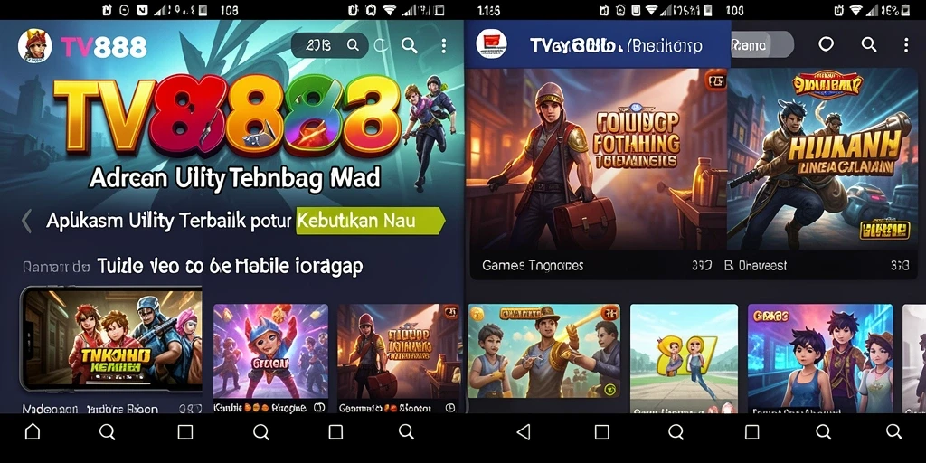 Tampilan utama TV888 dengan fitur utilitas yang lengkap dan mudah diakses.