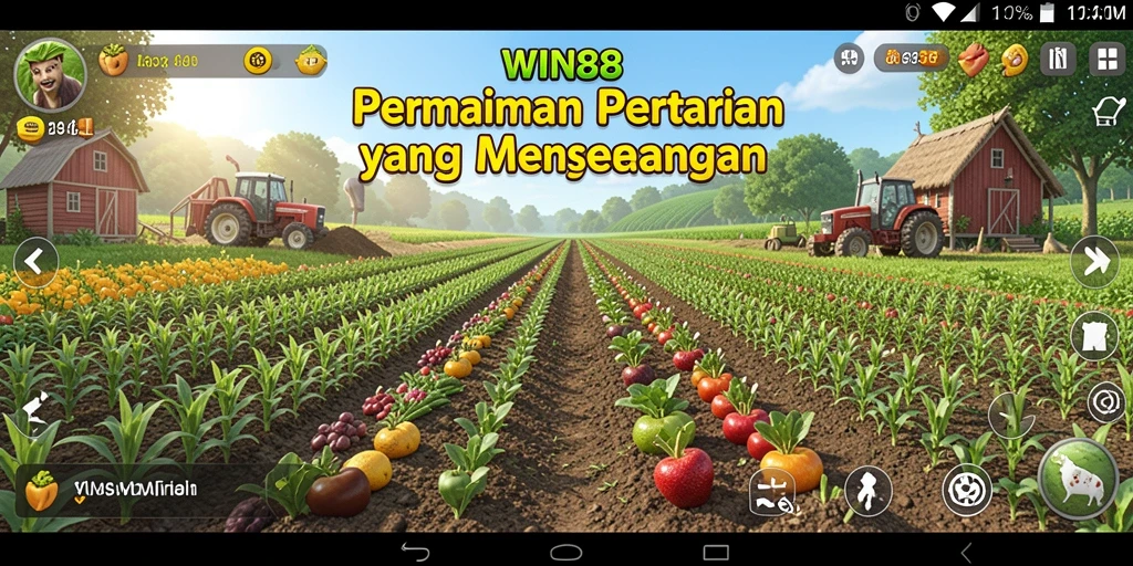 Tampilan gameplay WIN88 menunjukkan keindahan ladang pertanian yang dirawat dengan baik.