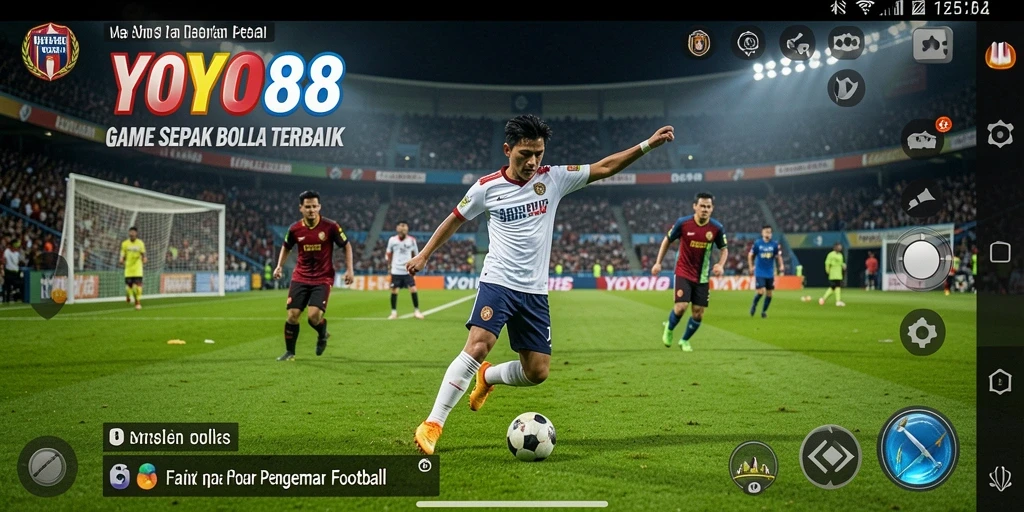 Tampilan gameplay realistik dari YOYO88 dalam aksi sepak bola.