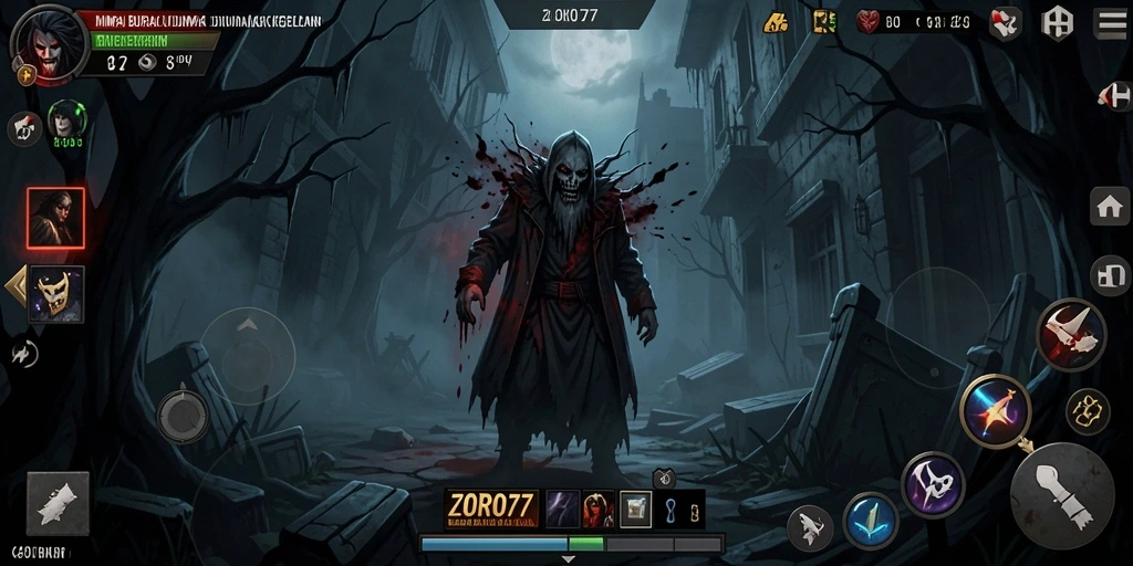Tampilan gameplay ZORO77 yang menegangkan dan menyeramkan.